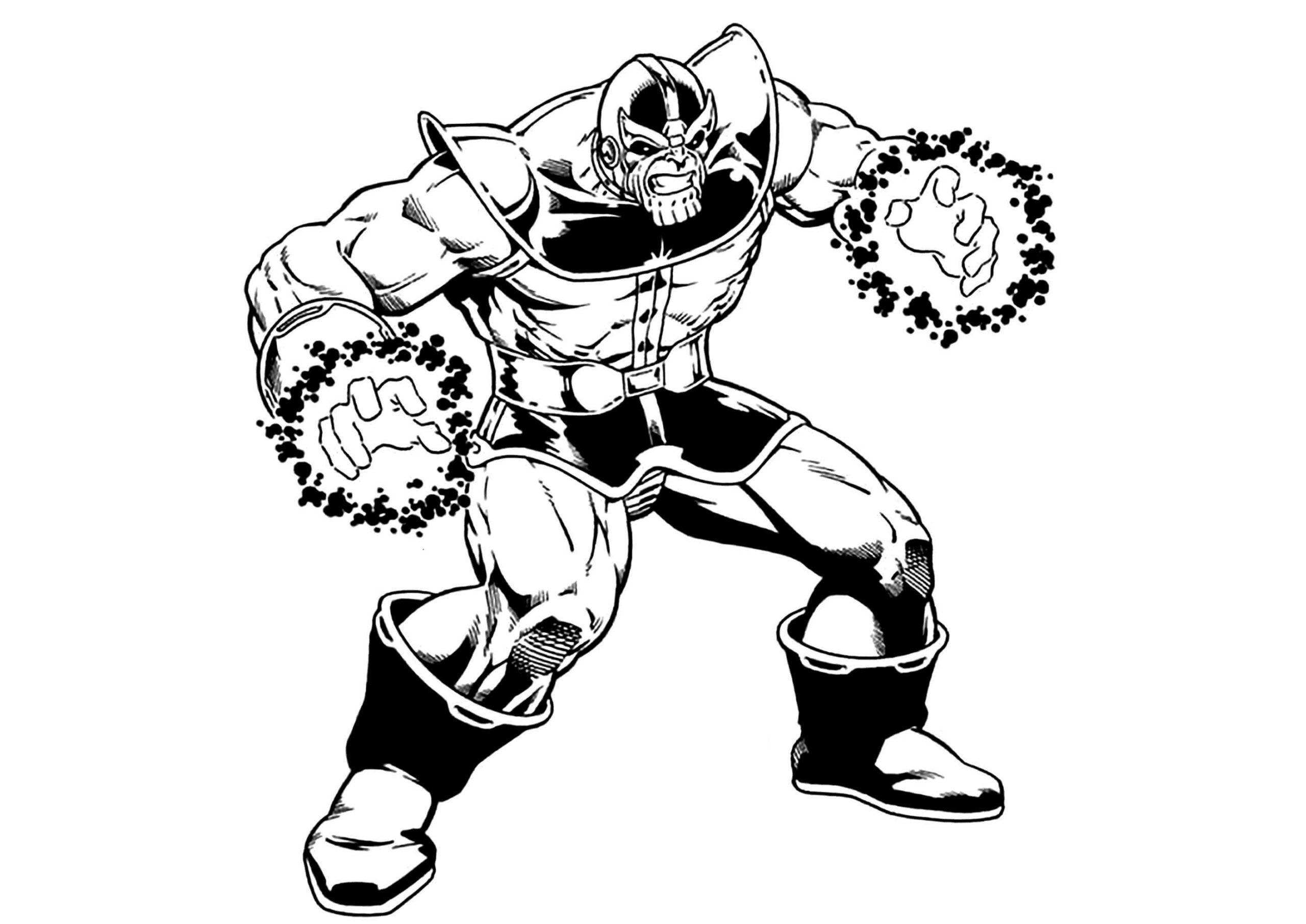 Dibujo de Thanos de los Titanes con el Guantelete del Infinito Scaled para Colorear