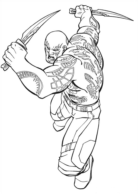 Dibujo de Drax Esta Luchando para Colorear