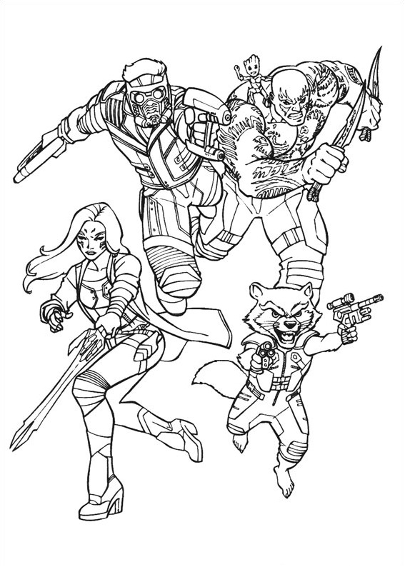 Dibujo de Equipo de Guardianes de la Galaxia para Colorear