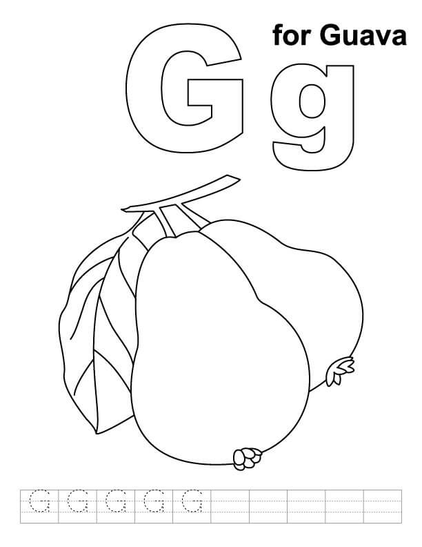 Dibujo de G Es de Guayaba para Colorear