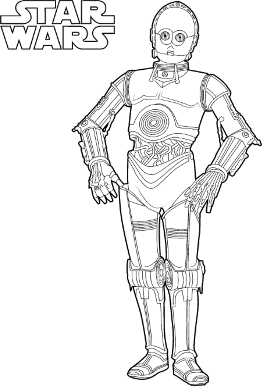 Dibujo de C 3po en Guerra de las Galaxias para Colorear