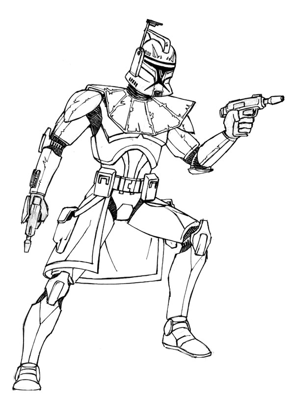 Dibujo de Capitán Rex con 2 Armas para Colorear