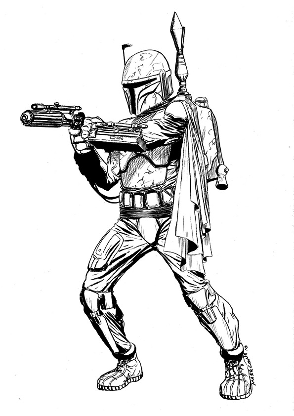 Dibujo de Disparo de Jango Fett para Colorear