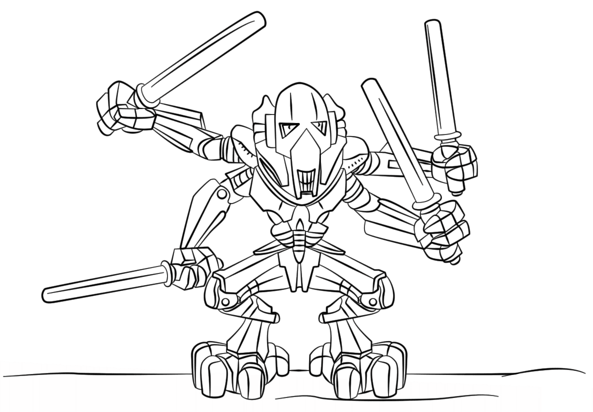 Dibujo de Lego General Grievous la Guerra de las Galaxias 2 para Colorear