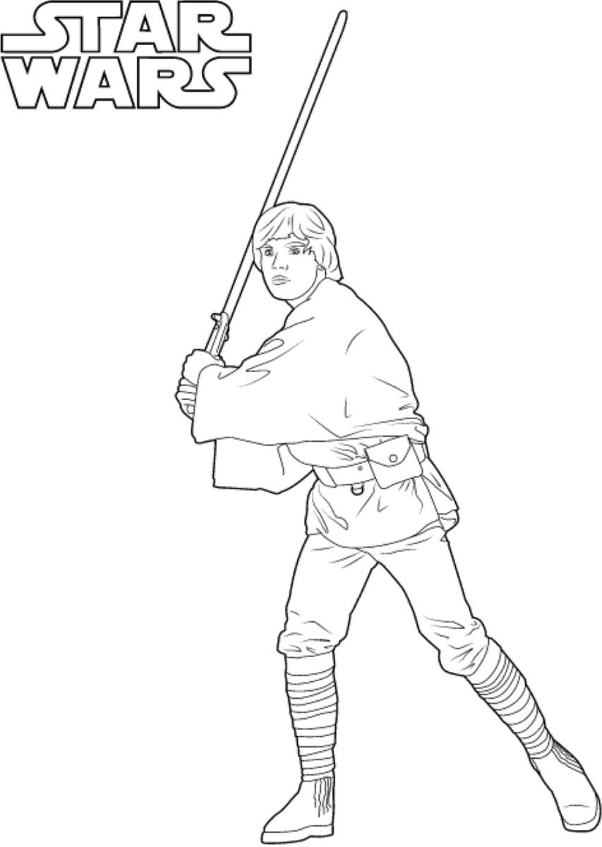 Dibujo de Luke Skywalker en Guerra de las Galaxias para Colorear