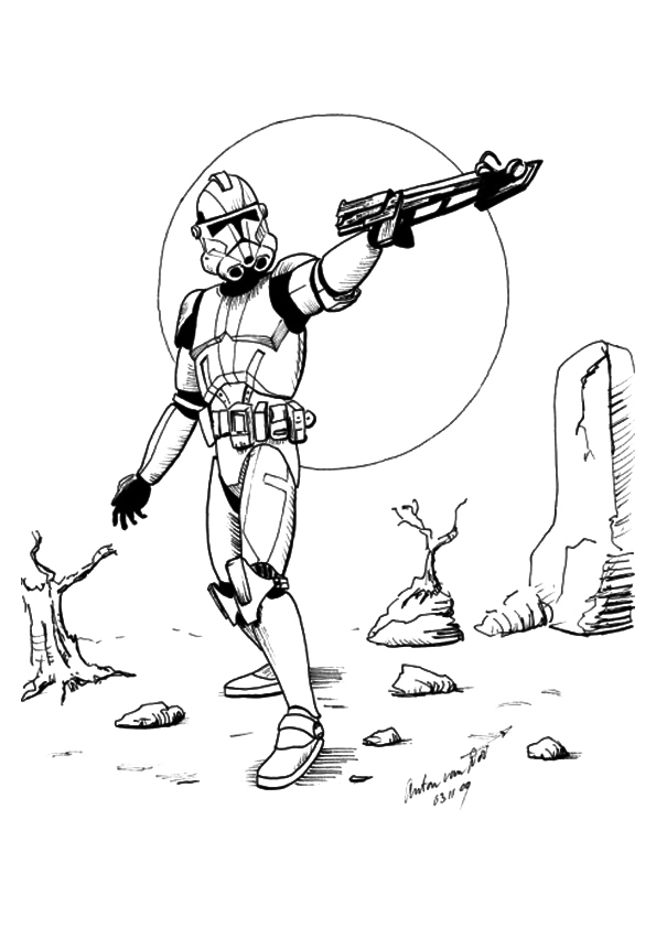 Dibujo de Soldado de Asalto de la Guerra de las Galaxias para Colorear