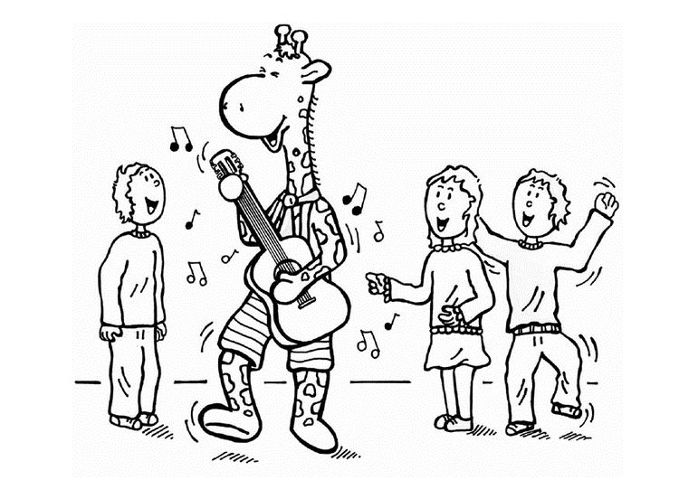 Dibujo de 1528509031 Jules Spiller Musikk Med Sine Venner A4 para Colorear