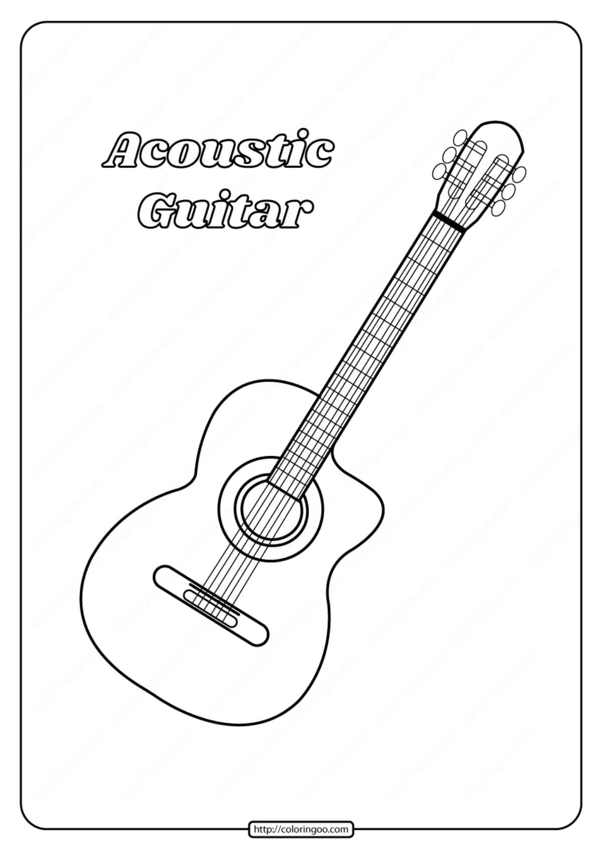 Dibujo de Guitarra Acustica para Colorear