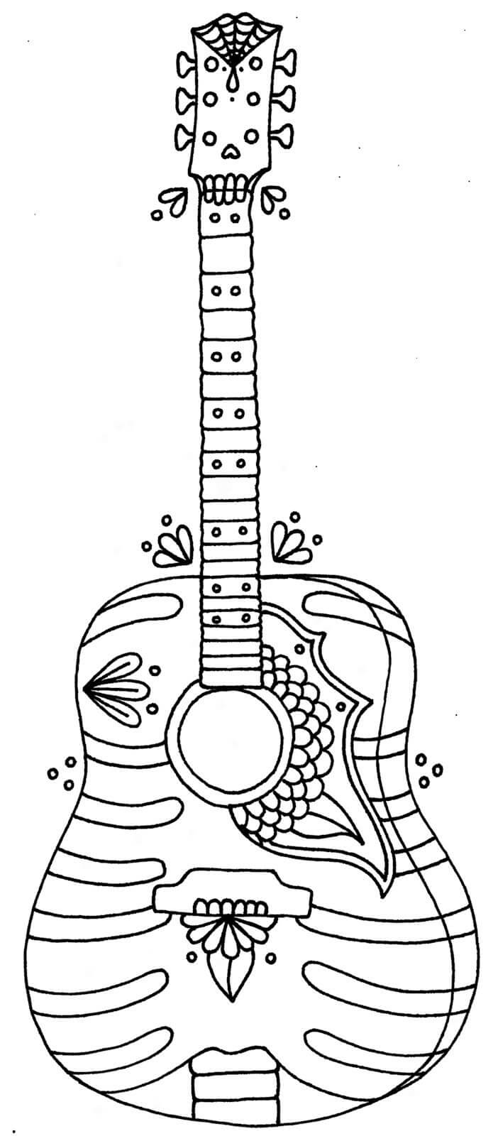 Dibujo de Guitarra de Verano para Colorear