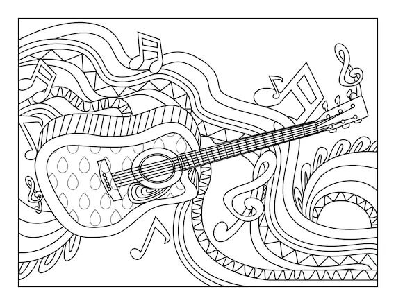 Dibujo de Guitarra Duro para Colorear