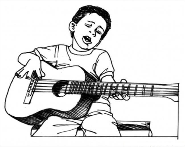 Dibujo de Hombre Tocando la Guitarra para Colorear