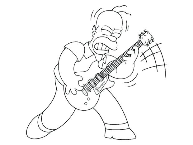 Dibujo de Hommer Tocando la Guitarra para Colorear