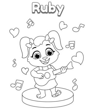 Dibujo de Robando una Guitarra Rubi para Colorear
