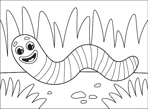 Dibujo de Diversin de Gusanos para Colorear