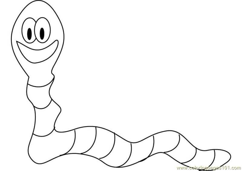 Dibujo de Gusanos Felices para Colorear