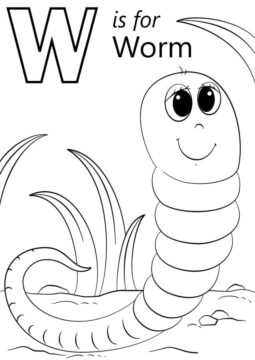 Dibujo de W Es para Gusano para Colorear