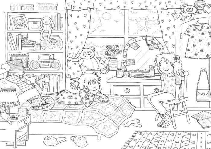 Dibujo de Adorable Dormitorio para Colorear