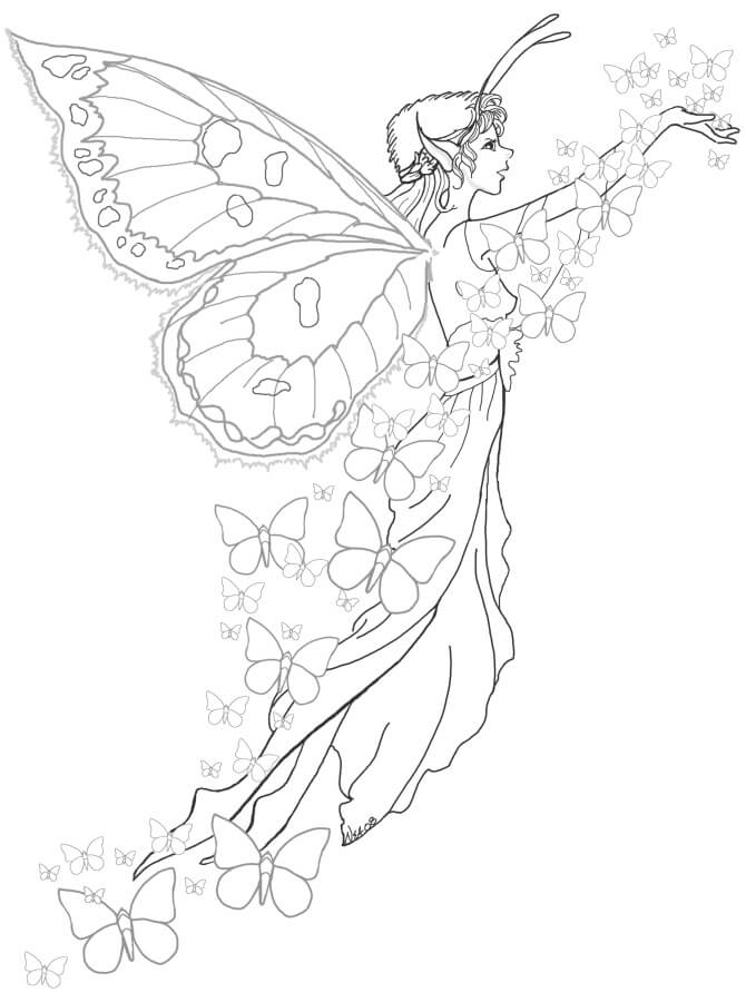 Dibujo de Adorable Hada para Colorear