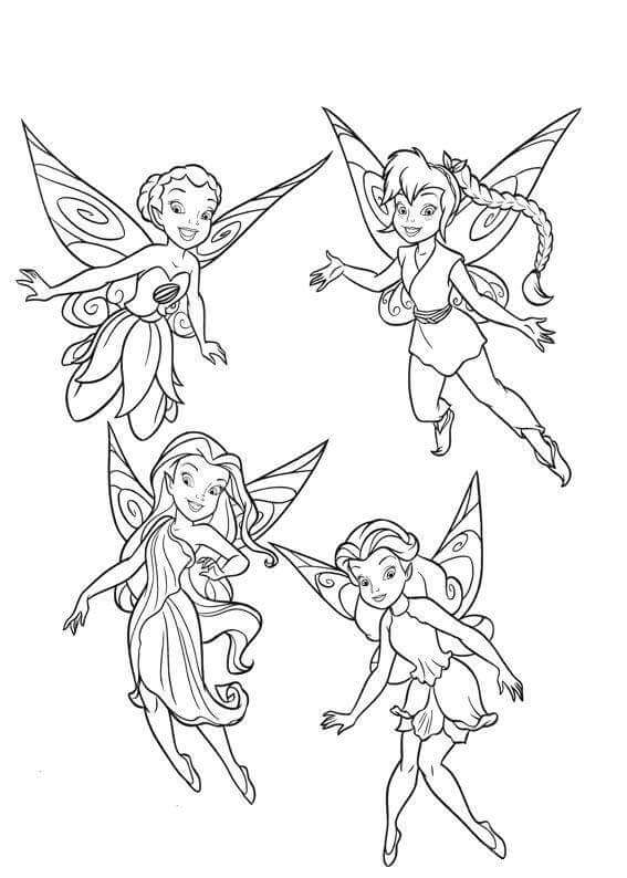 Dibujo de Cuatro Hadas para Colorear