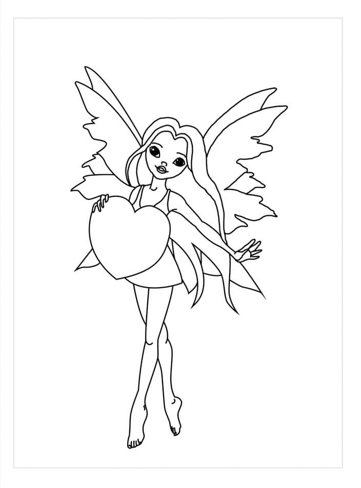Dibujo de Hada con corazón para Colorear