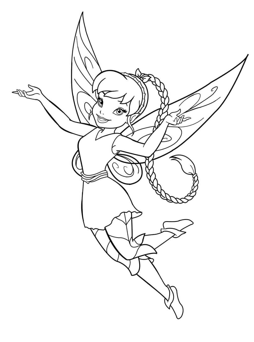 Dibujo de Hada de Dibujos Animados Volando para Colorear