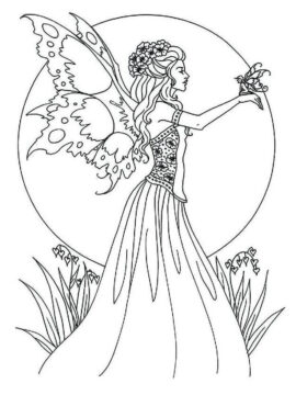 Dibujo de Hada Sosteniendo pequeña Hada para Colorear