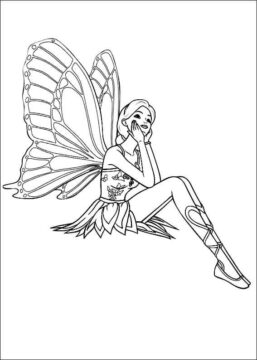 Dibujo de Hermosa Hada Sentada para Colorear
