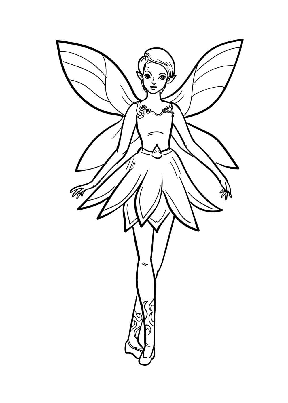 Dibujo de Hermosa Hada para Colorear