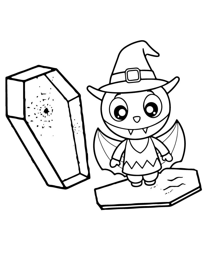 Dibujo de Adorable Vampire Halloween Coloring Page 01 para Colorear