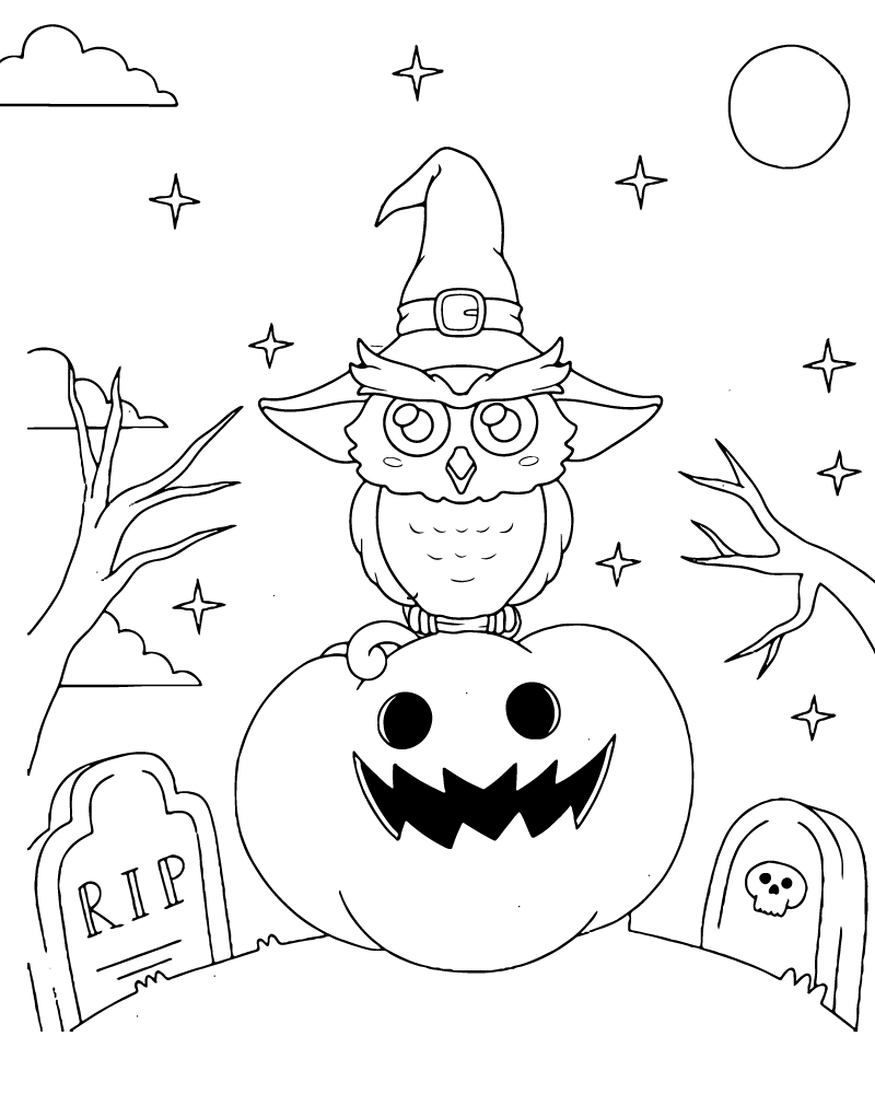 Dibujo de Cute Halloween Owl Coloring Page para Colorear