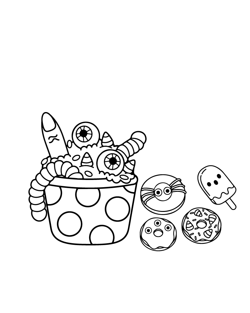 Dibujo de Cute Halloween Treats Coloring Page 01 para Colorear