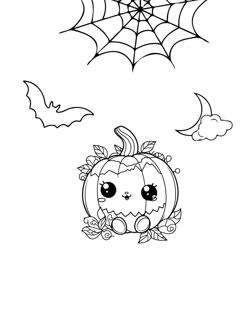 Dibujo de Cute Pumpkin Halloween Coloring Page para Colorear