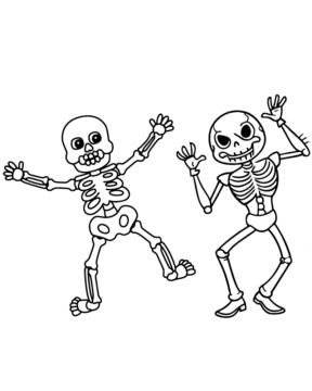 Dibujo de Cute Skeleton Halloween Party Coloring Page para Colorear