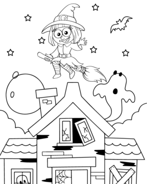 Dibujo de Cute Witch Halloween Coloring Page para Colorear