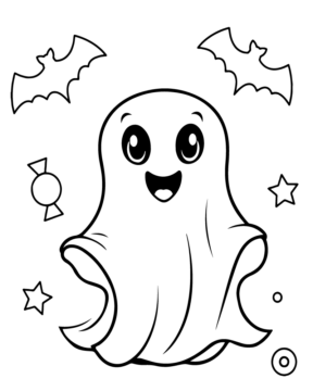 Dibujo de Easy Cute Halloween Printable Coloring Pages para Colorear