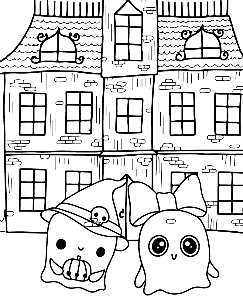 Dibujo de Friendly Ghost Halloween Coloring Page para Colorear