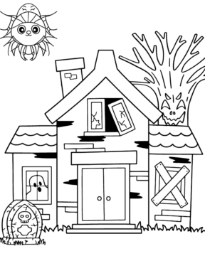 Dibujo de Friendly Haunted House Halloween Coloring Page para Colorear