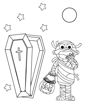 Dibujo de Friendly Mummy Halloween Coloring Page para Colorear