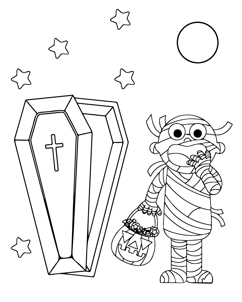 Dibujo de Friendly Mummy Halloween Coloring Page para Colorear