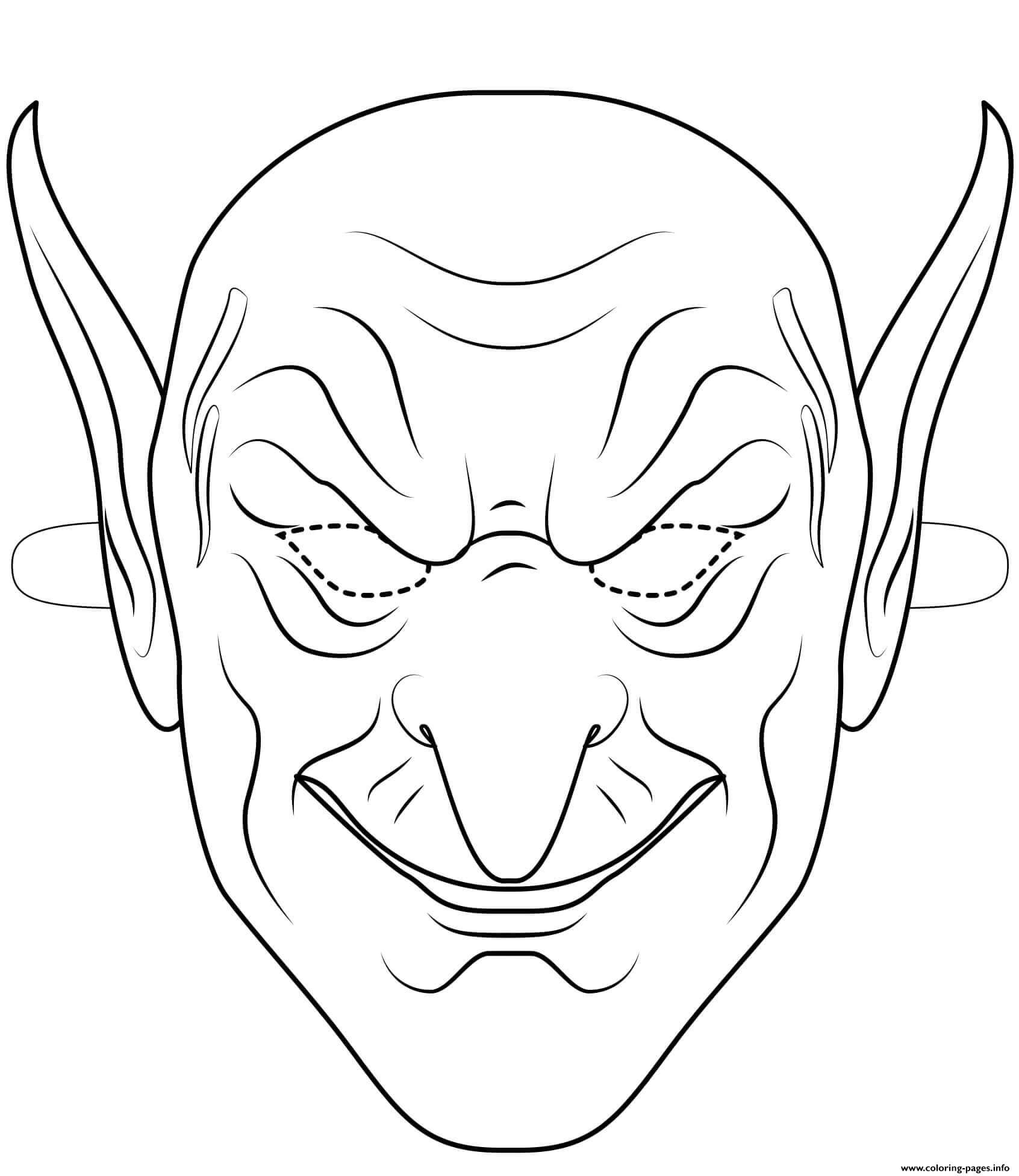 Dibujo de Mscara de Duende para Colorear
