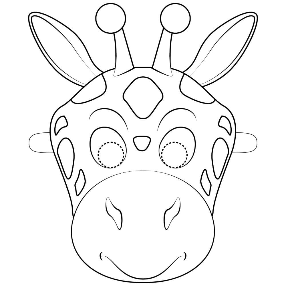 Dibujo de Mscara de Jirafa para Colorear