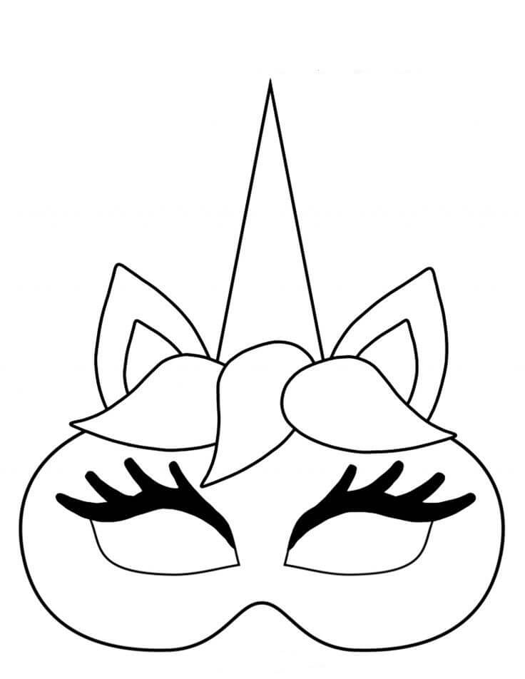 Dibujo de Mscara de Unicornio para Colorear