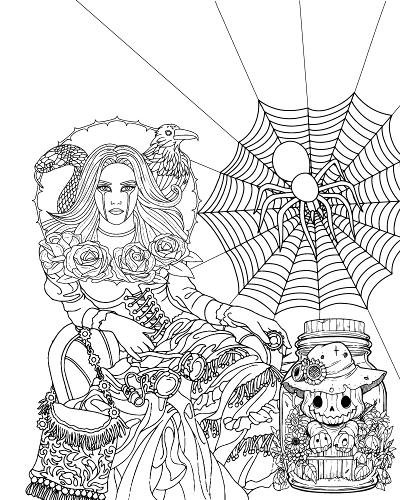 Dibujo de Gothic Halloween Coloring Page For Adults para Colorear