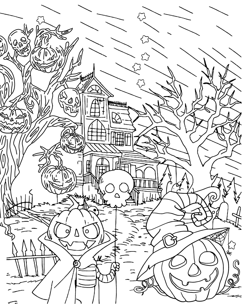 Dibujo de Halloween Coloring Page For Adults Printable para Colorear