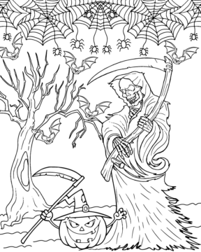 Dibujo de Halloween Grim Reaper Coloring Page For Adults para Colorear