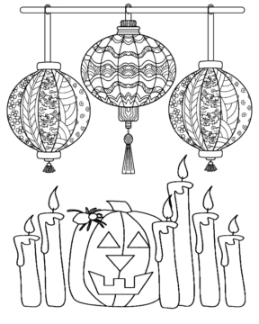 Dibujo de Halloween Lantern Coloring Page For Adults para Colorear