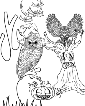 Dibujo de Halloween Owl Coloring Page For Adults para Colorear
