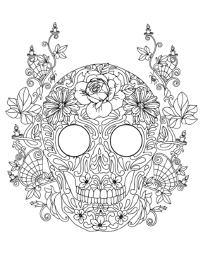 Dibujo de Halloween Skull Coloring Page For Adults para Colorear