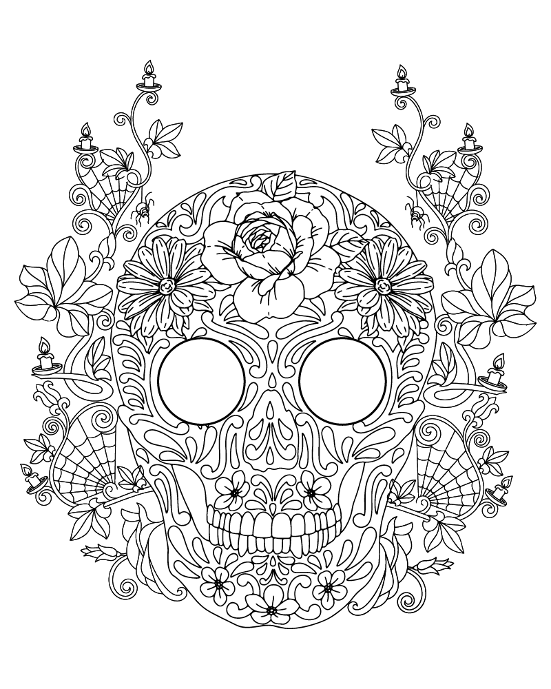 Dibujo de Halloween Skull Coloring Page For Adults para Colorear