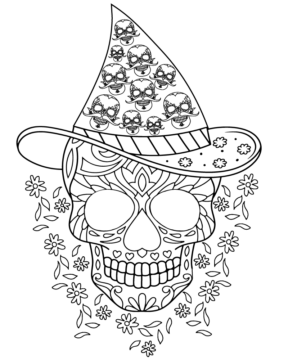 Dibujo de Halloween Sugar Skull Coloring Page For Adults para Colorear